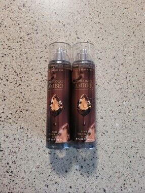 2 Bath & Body Works CHOCOLATE AMBER Fine Fragrance Body Mist 8oz Each.Fragranc
